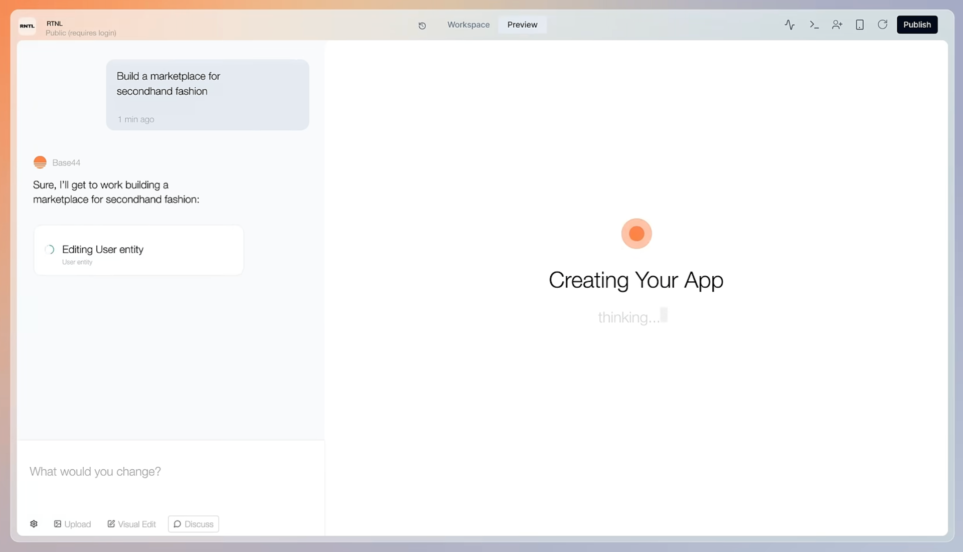AI agent being built in Base44